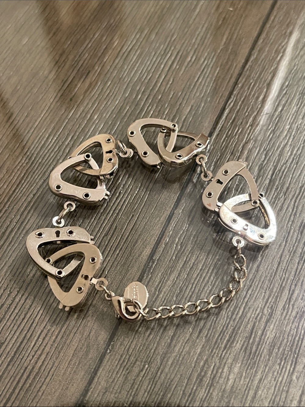 Claire’s Heart Shaoed Handcuff Link Bracelet Silver-tone , Adjustable